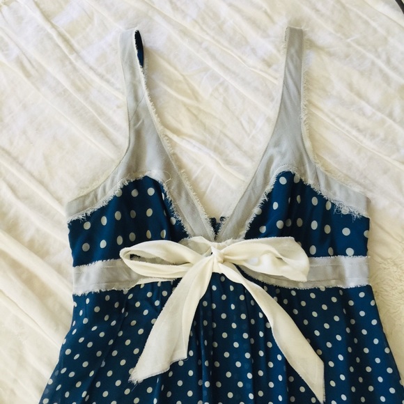 BCBG Navy Polkadot Babydoll Dress - Picture 2 of 5